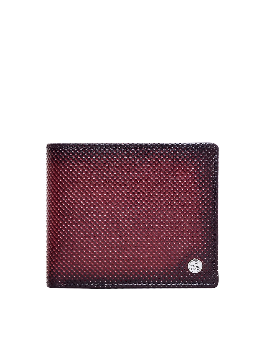 

Eske Men Burgundy Textured Leather RFID Two Fold Wallet