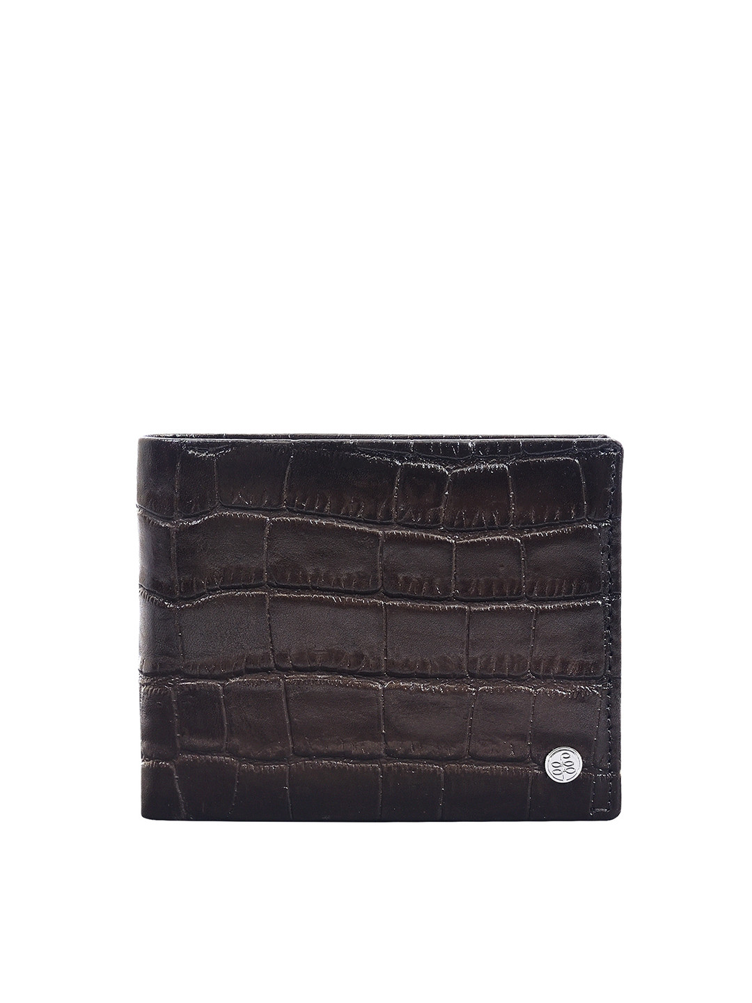 

Eske Men Brown Crocodile Textured Two Fold Wallet