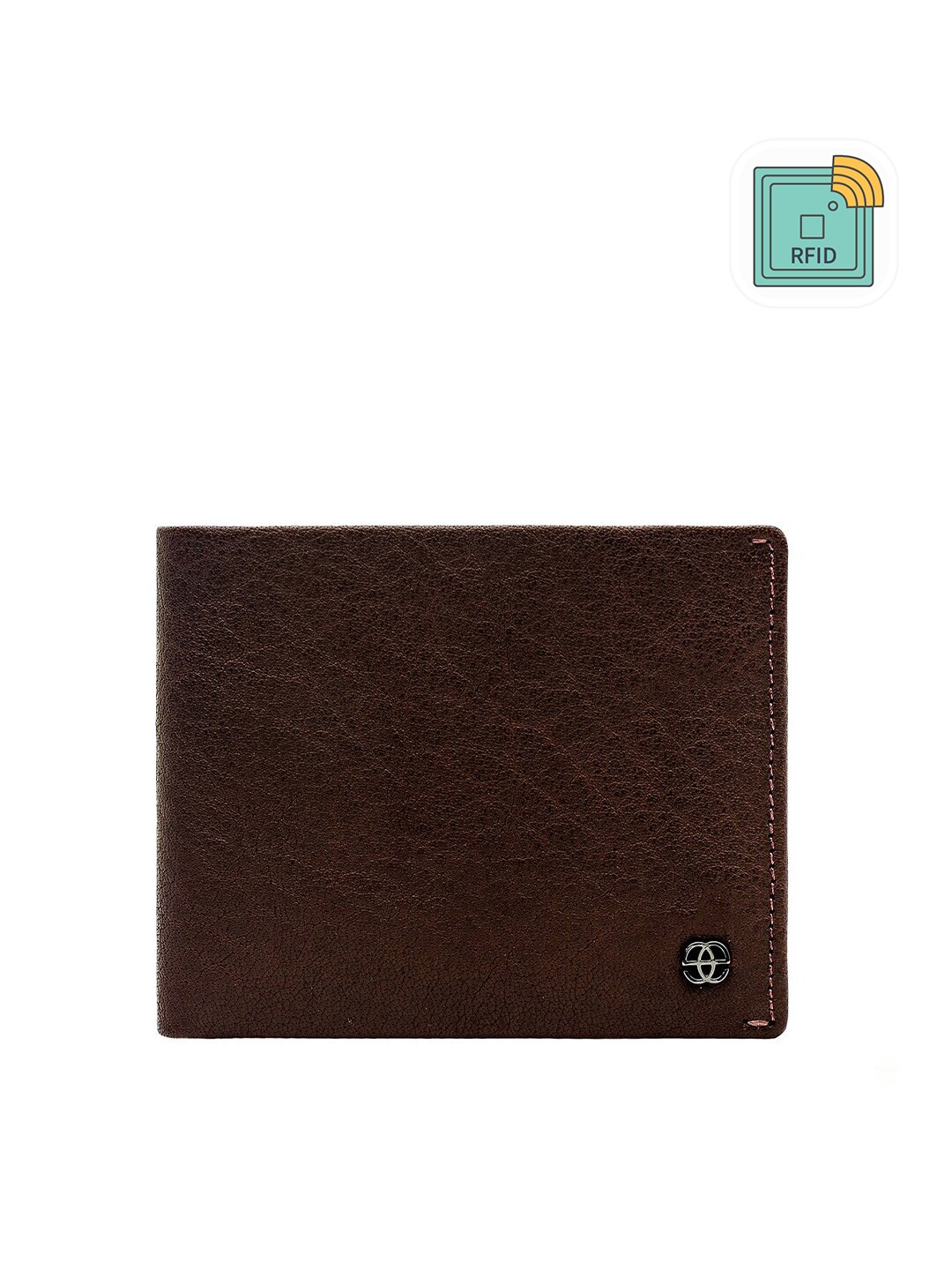 

Eske Men Brown Solid RFID Leather Two Fold Wallet