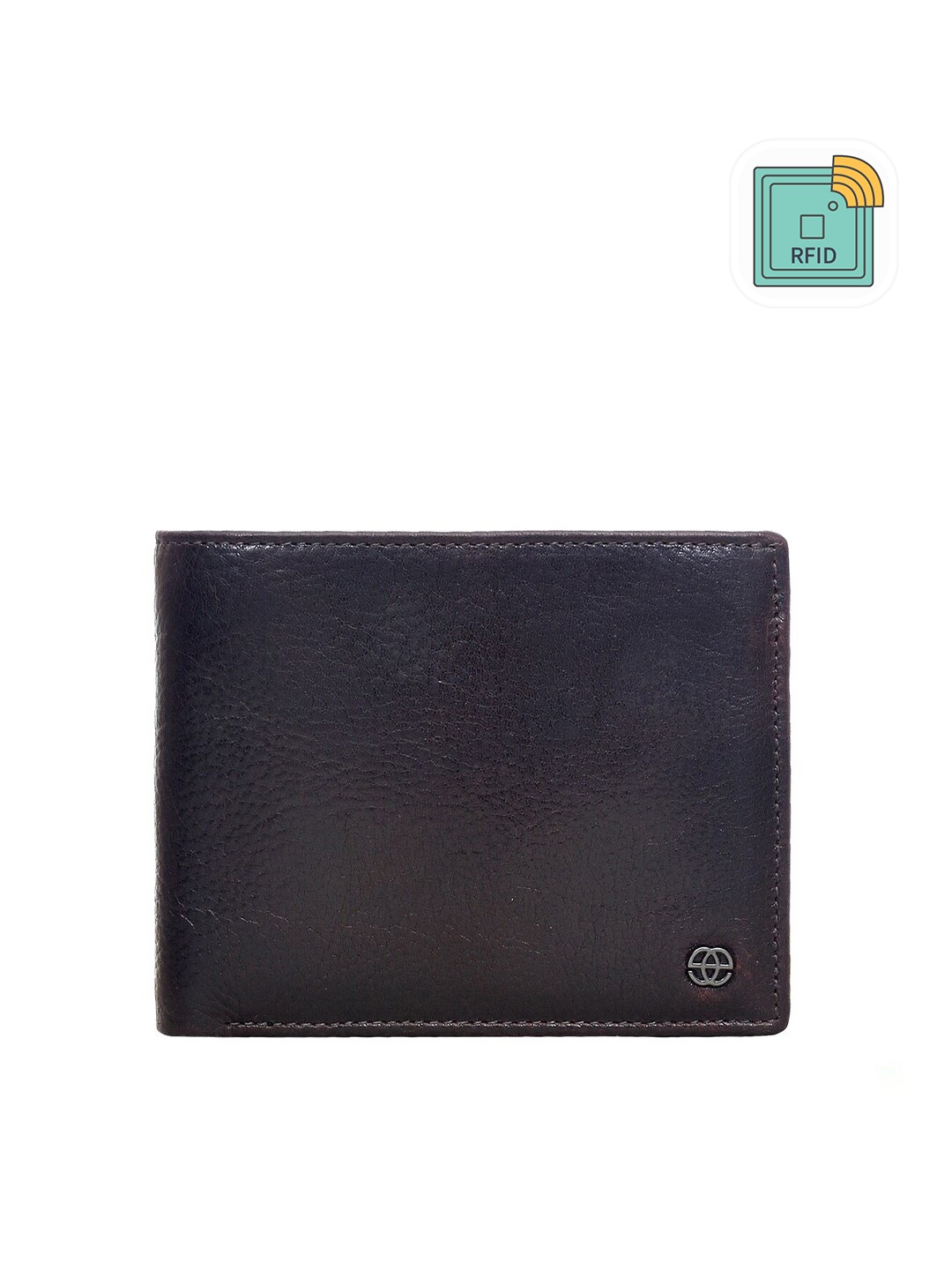 

Eske Men Coffee Brown Textured Leather RFID Two Fold Wallet