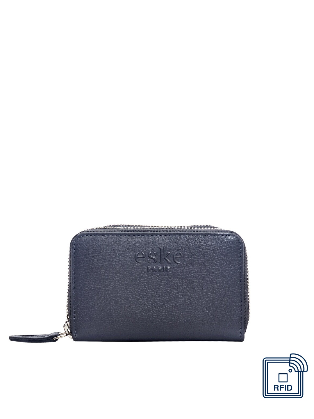 

Eske Women Navy Blue Solid Leather Zip Around Wallet