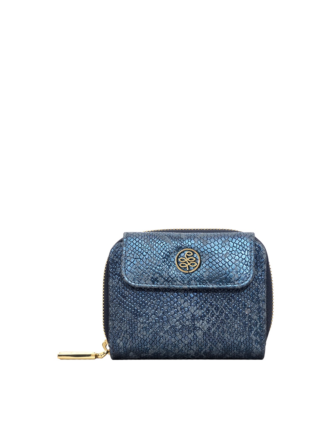 

Eske Women Blue Textured Zip Around Wallet