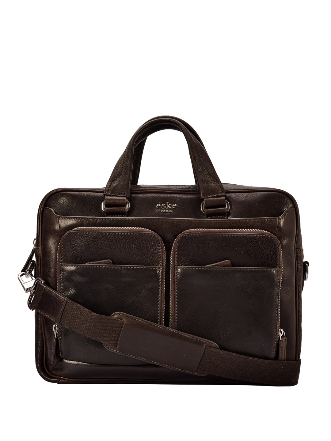 

Eske Men Brown Textured Leather Laptop Bag