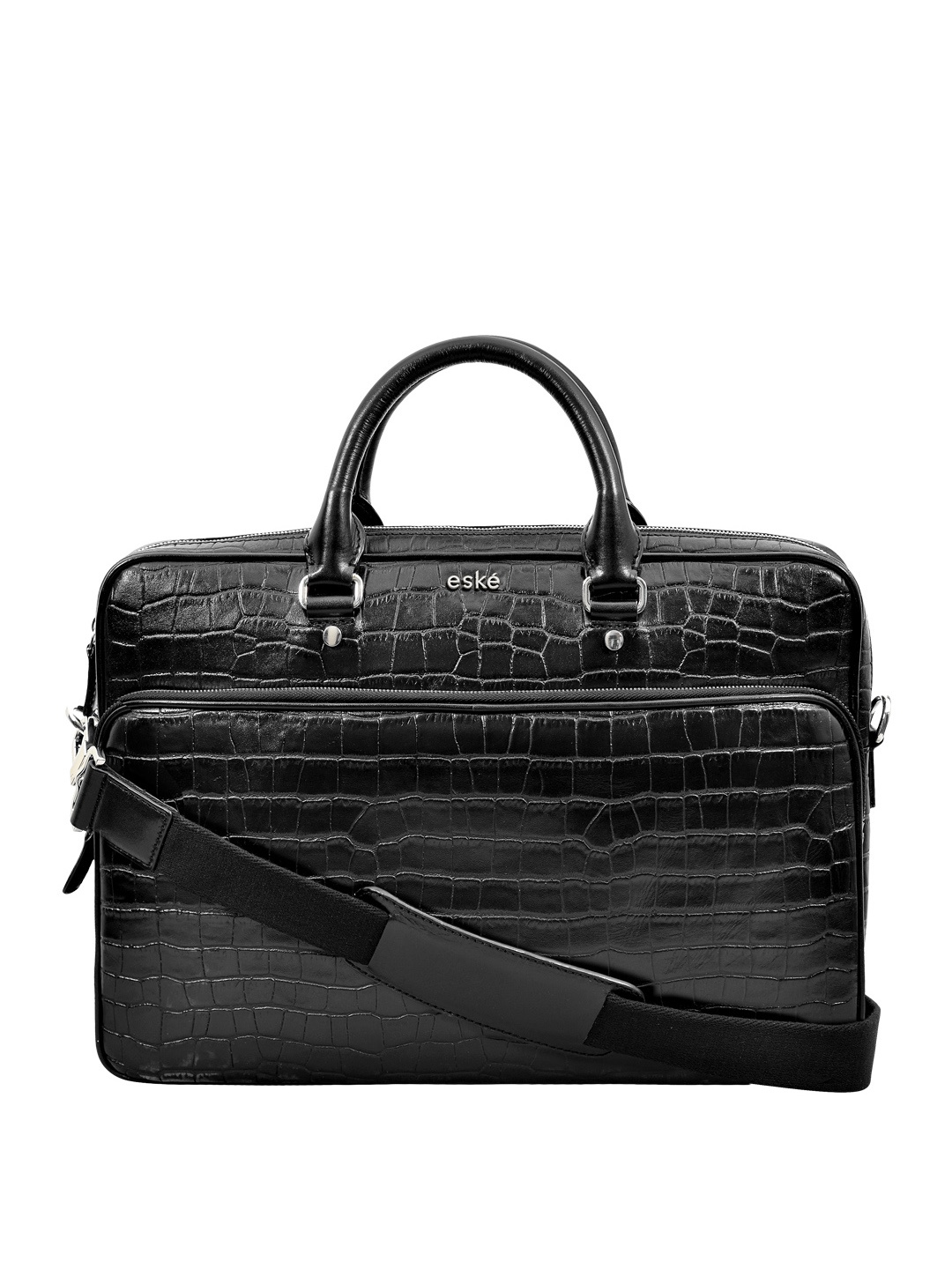 

Eske Ollie Leather Animal Print Upto 16inch Laptop Messenger Bag, Black