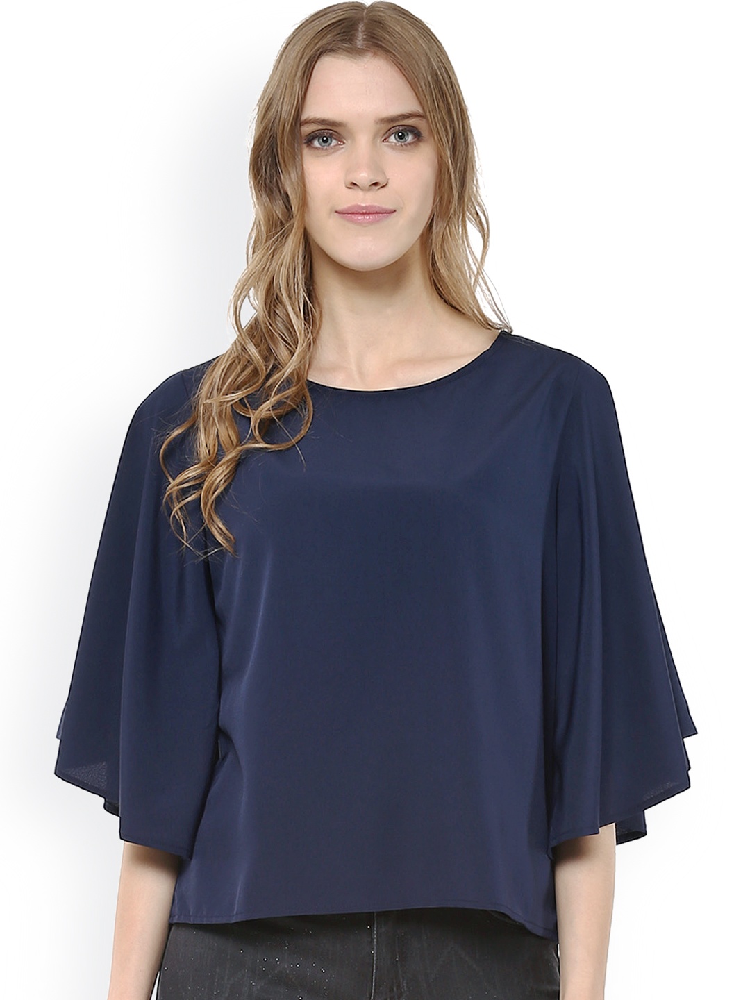 

Harpa Navy Crepe Top, Navy blue