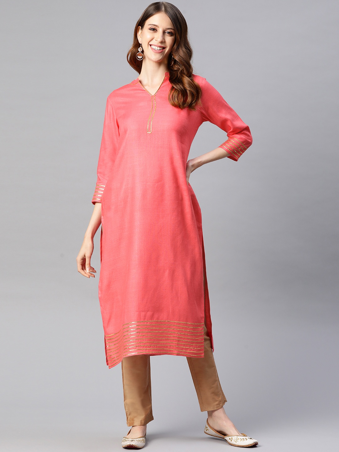 

HERE&NOW Women Pink Gotta Patti Kurta