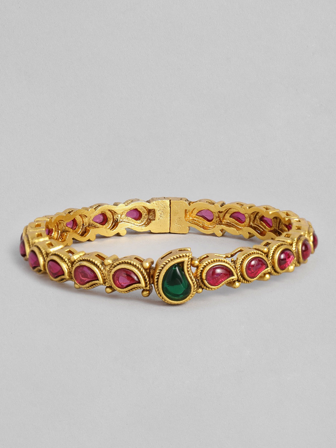 

Peora Magenta & Gold-Plated Handcrafted Temple Openable Kada Bracelet