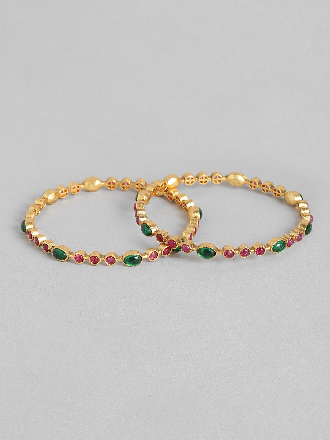 

Peora Set of 2 Gold Plated Studded Bangles, Multi