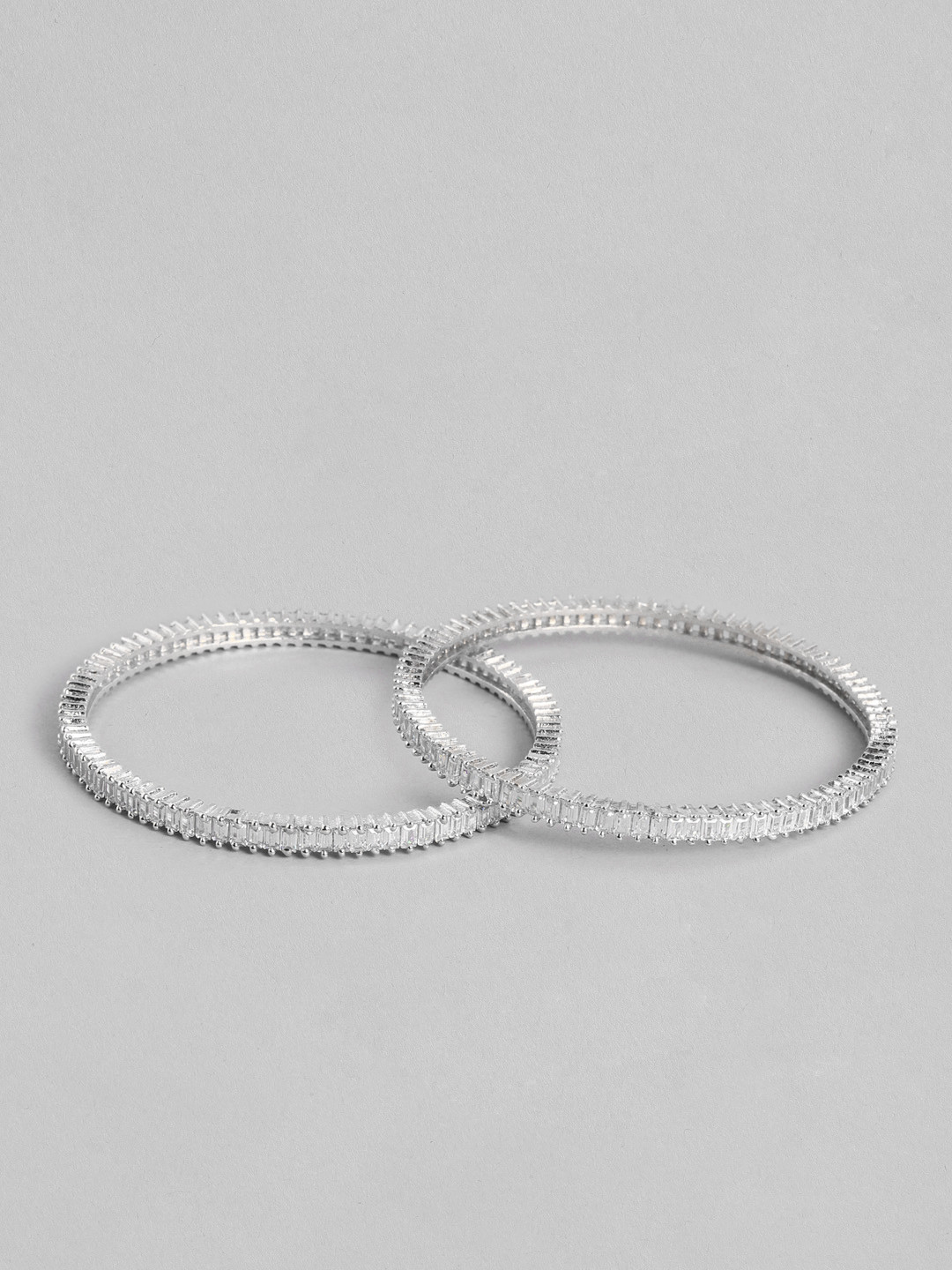 

Peora Set of 2 White Silver Plated CZ Studded Bangles