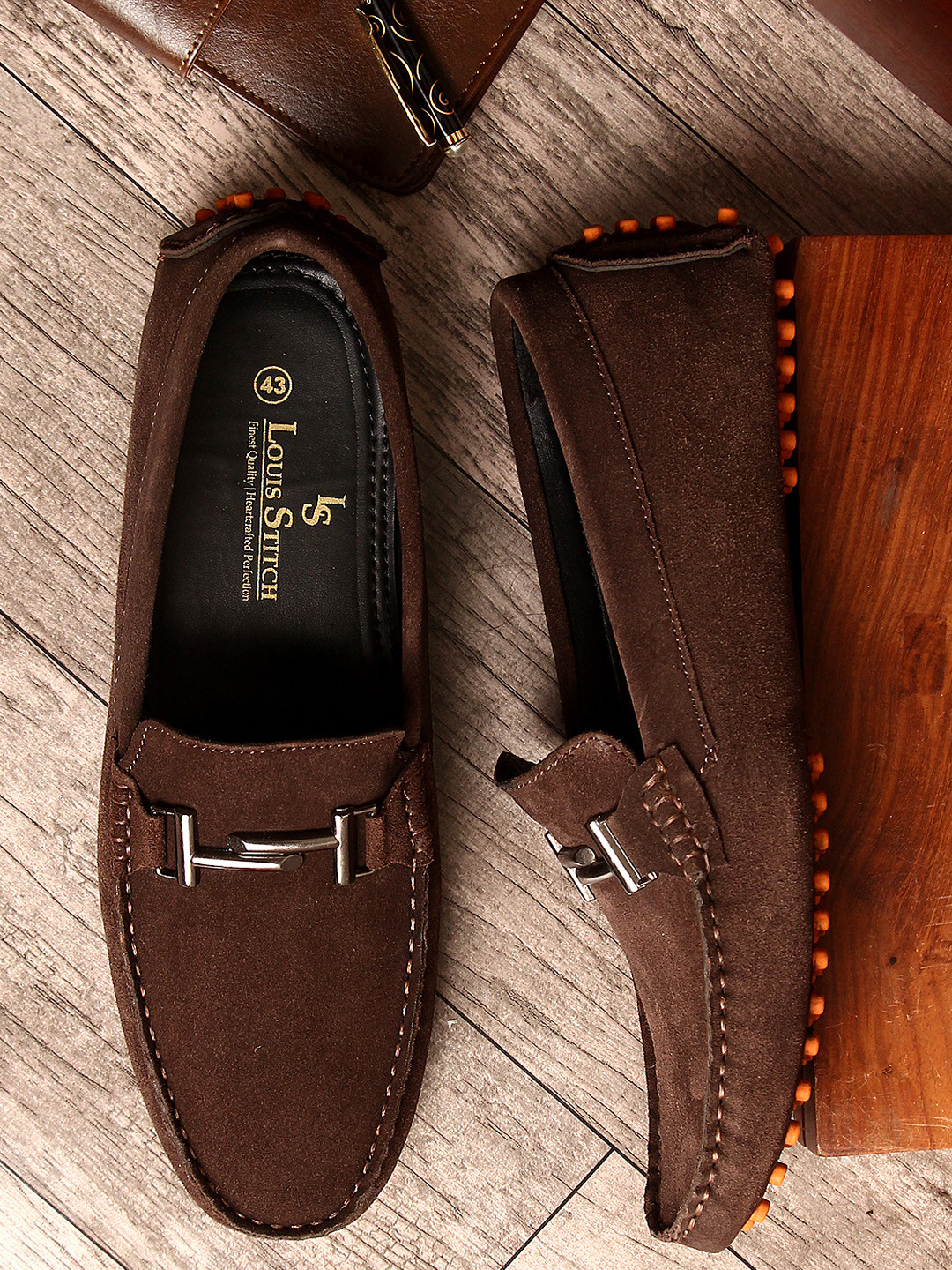

LOUIS STITCH Men Brown Suede Horsebit Loafers