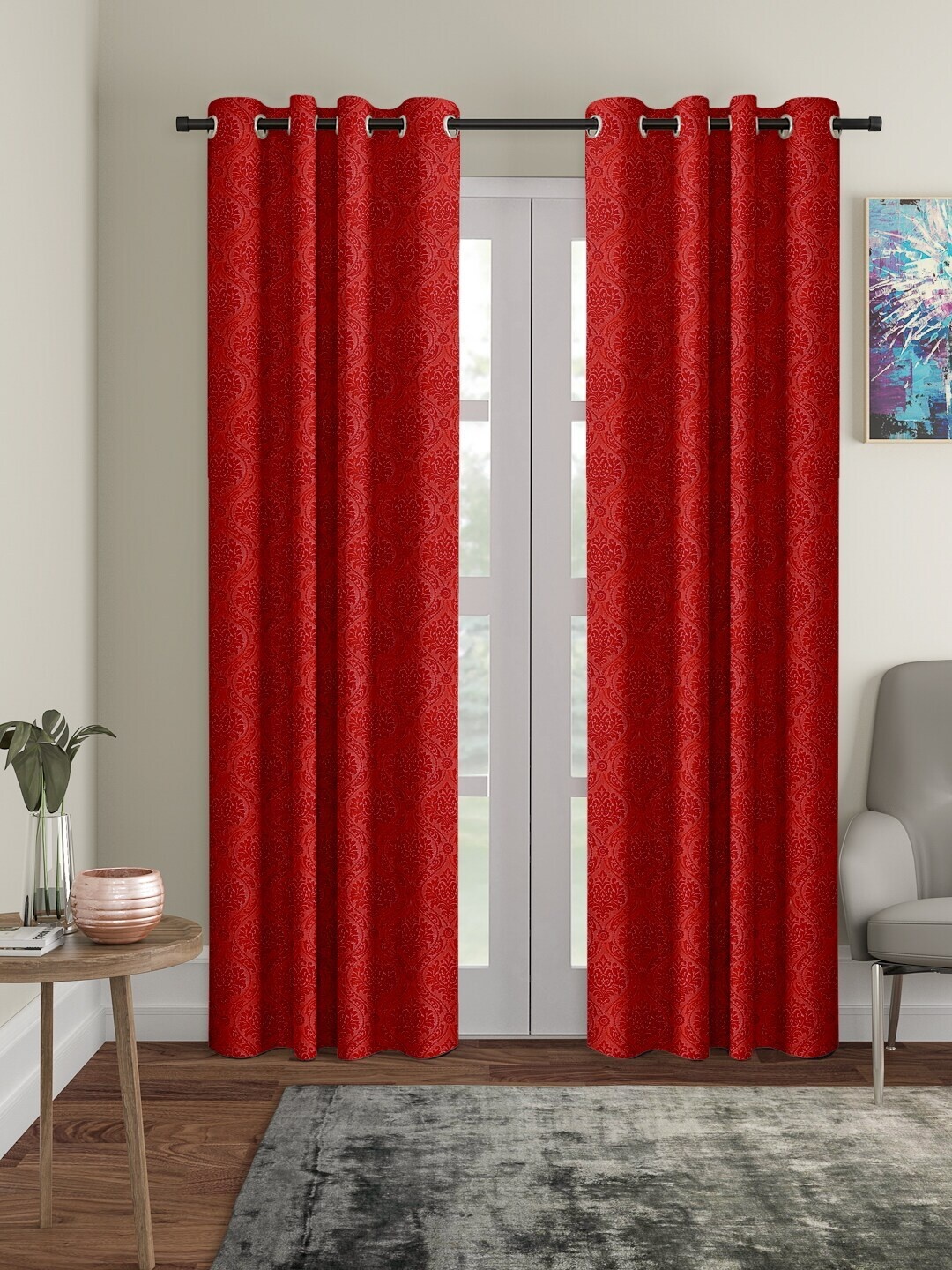 

Cortina Red Set of 2 Black Out Long Door Curtains