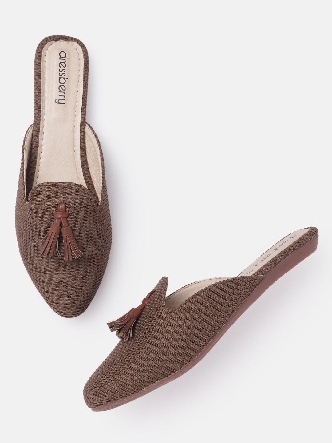 

DressBerry Women Brown Mules with Tassels