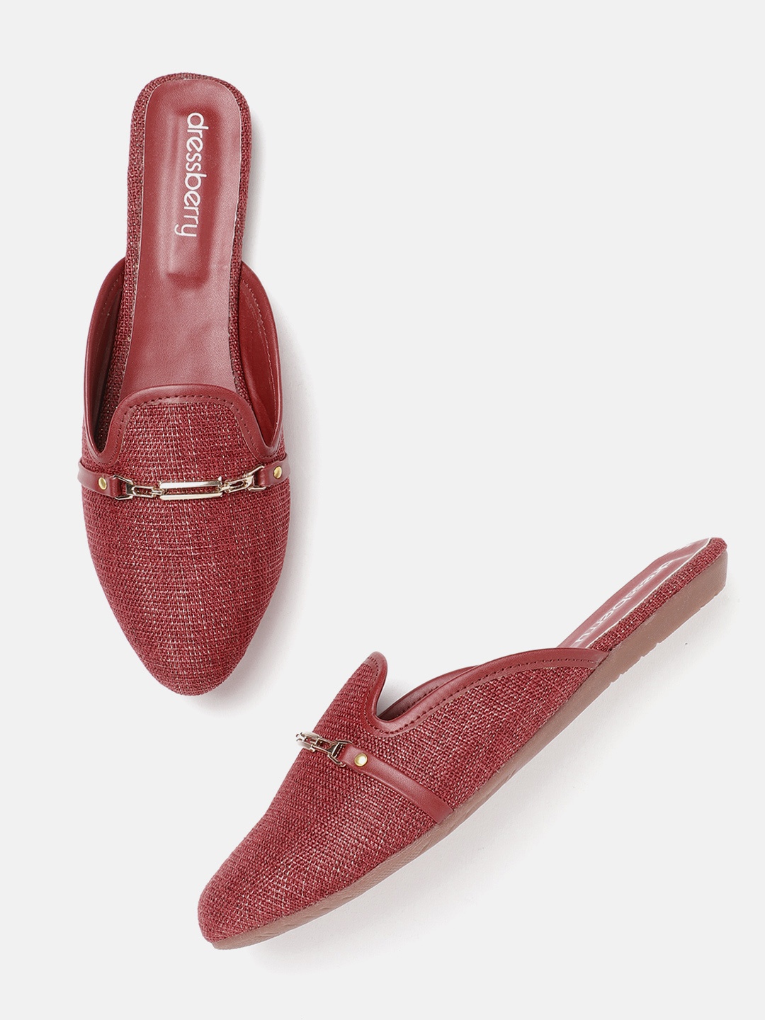 

DressBerry Women Maroon Woven Design Mules