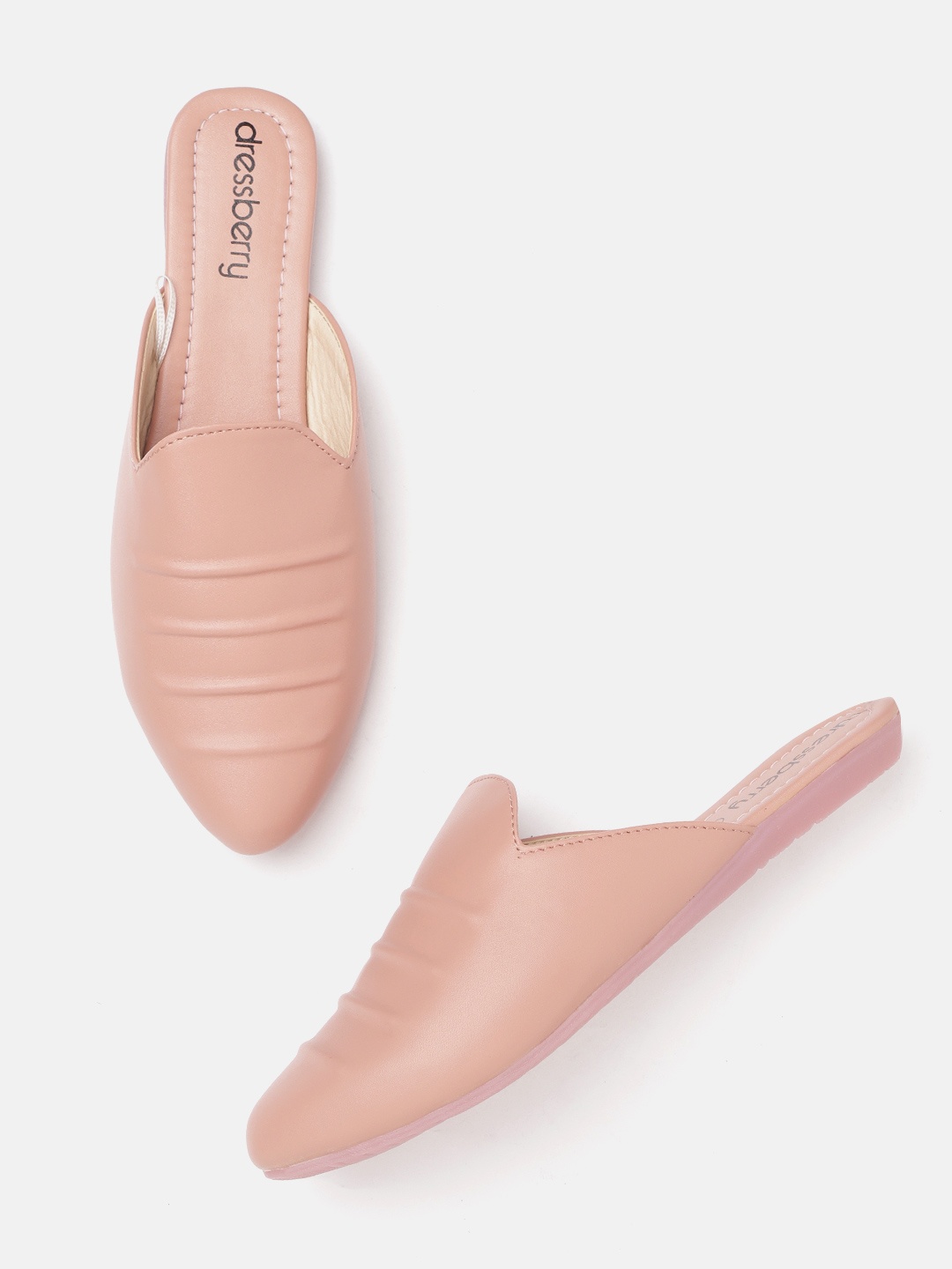 

DressBerry Women Peach-Coloured Stripe Textured Mules