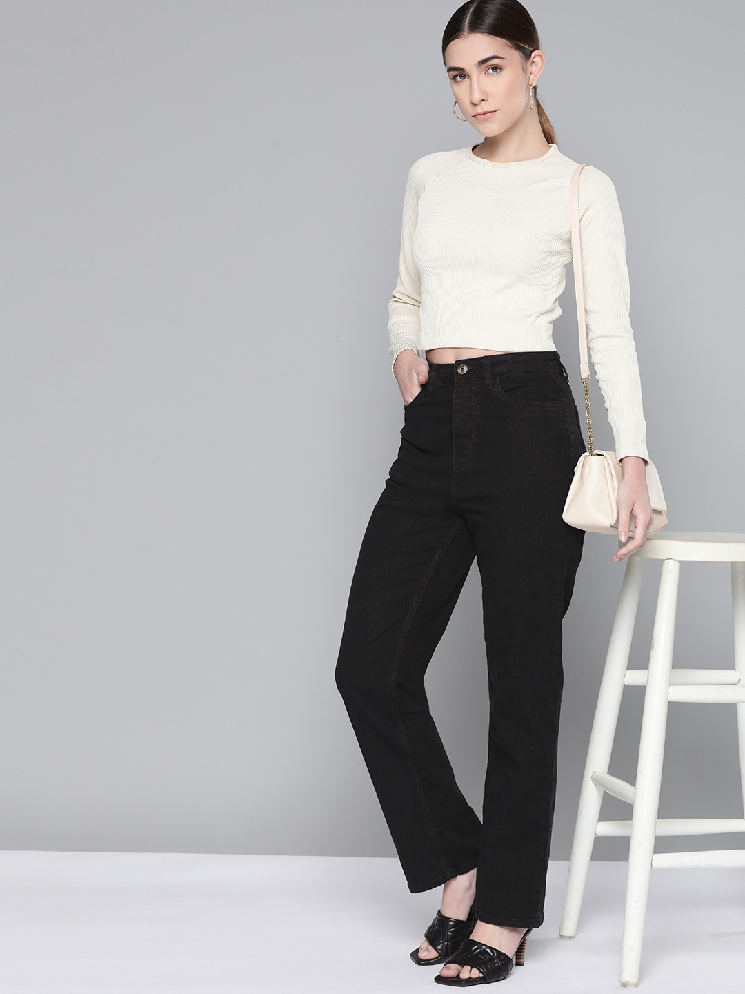 

Chemistry Women Black Straight Fit Stretchable Jeans