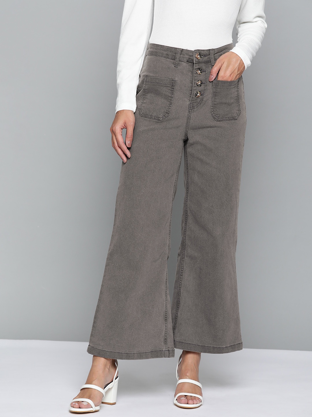 

Chemistry Women Grey Wide Leg Stretchable Jeans