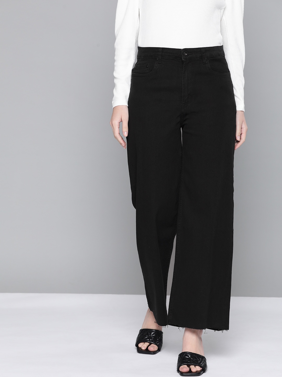 

Chemistry Women Black Wide Leg Stretchable Jeans
