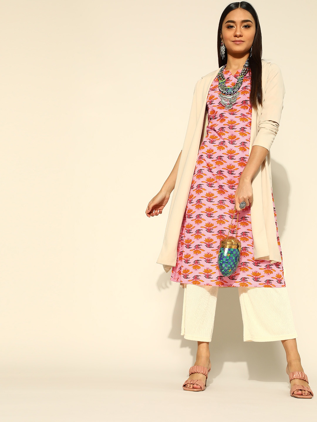 

HERE&NOW Pretty Pink Printed kurta