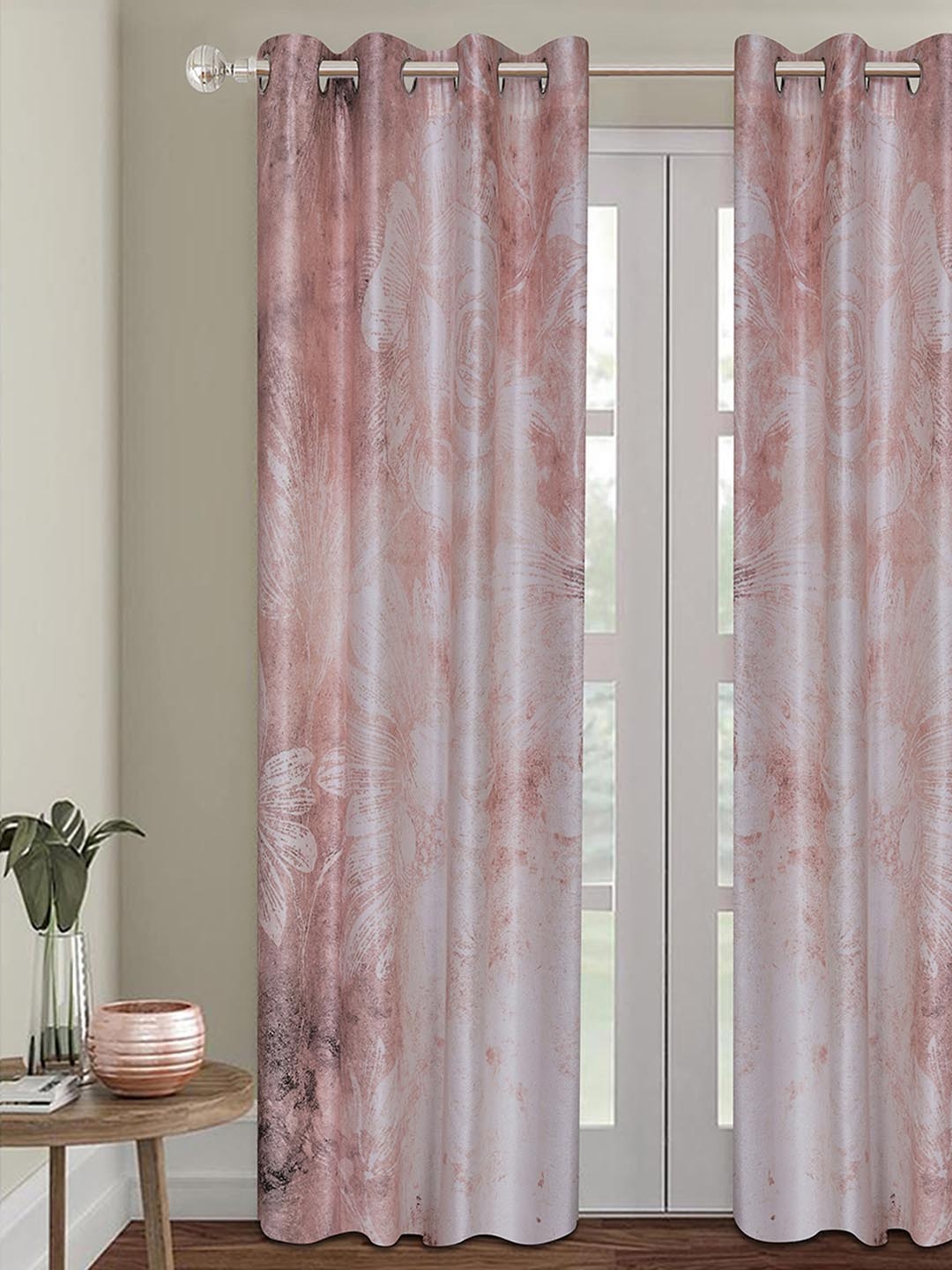 

ROMEE Off-White & Peach-Coloured Single Room Darkening Door Curtain