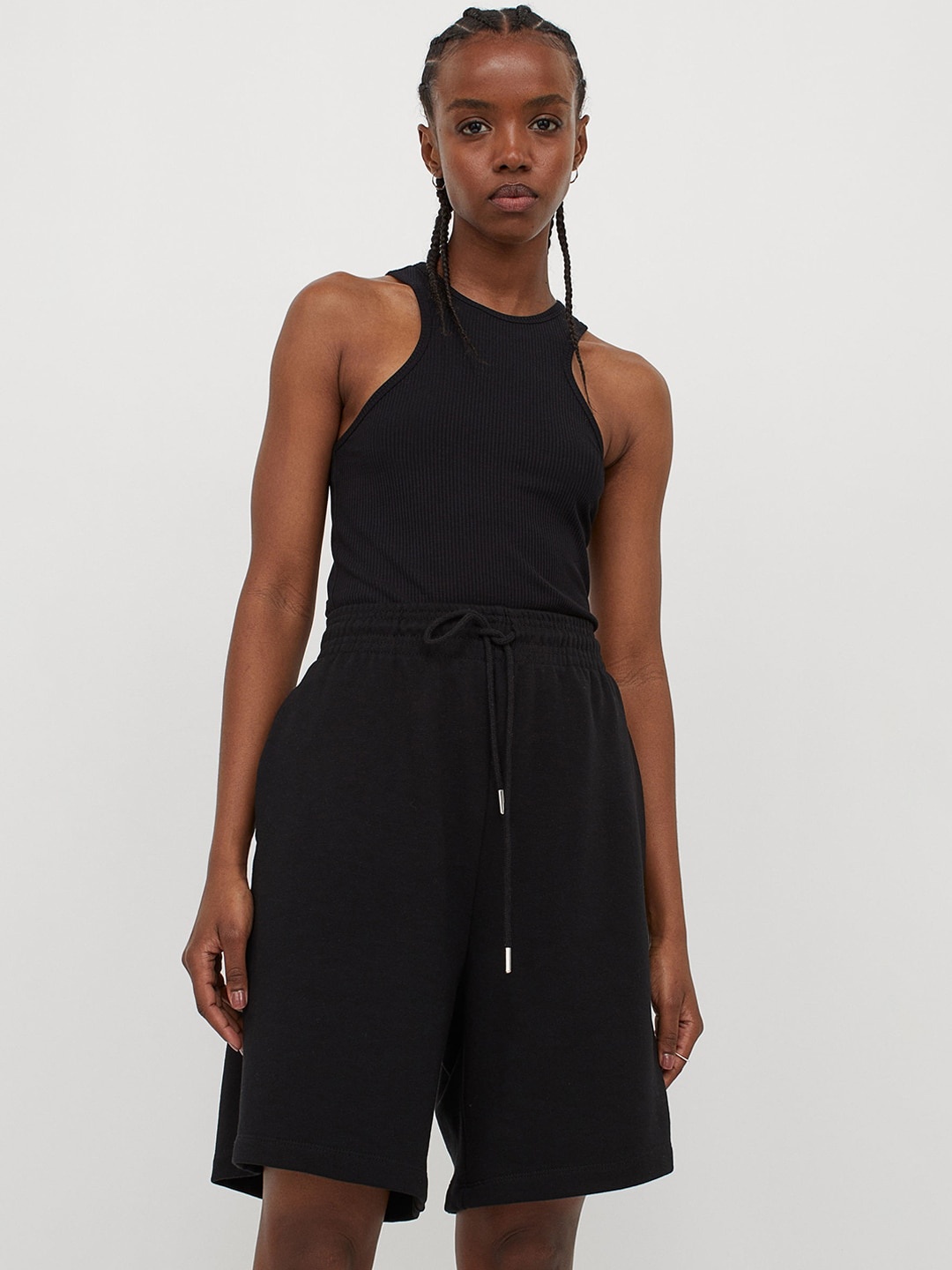 

H&M Women Black Ribbed Modal Vest Top