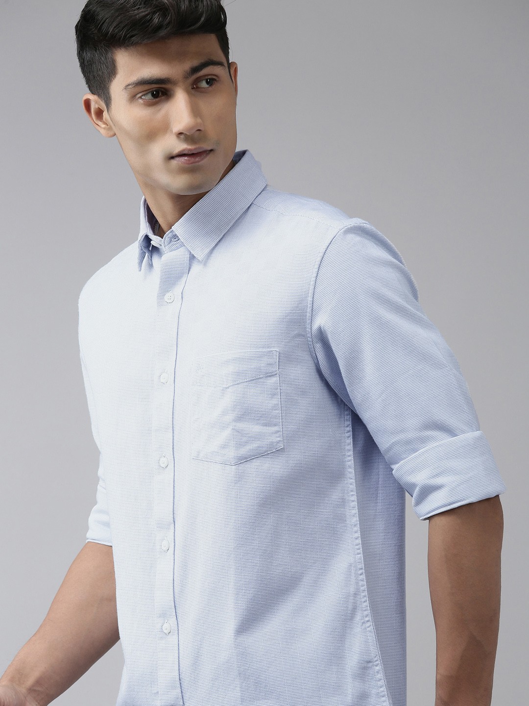 

Arrow Sport Men Light Blue Solid Slim Fit Pure Cotton Casual Shirt
