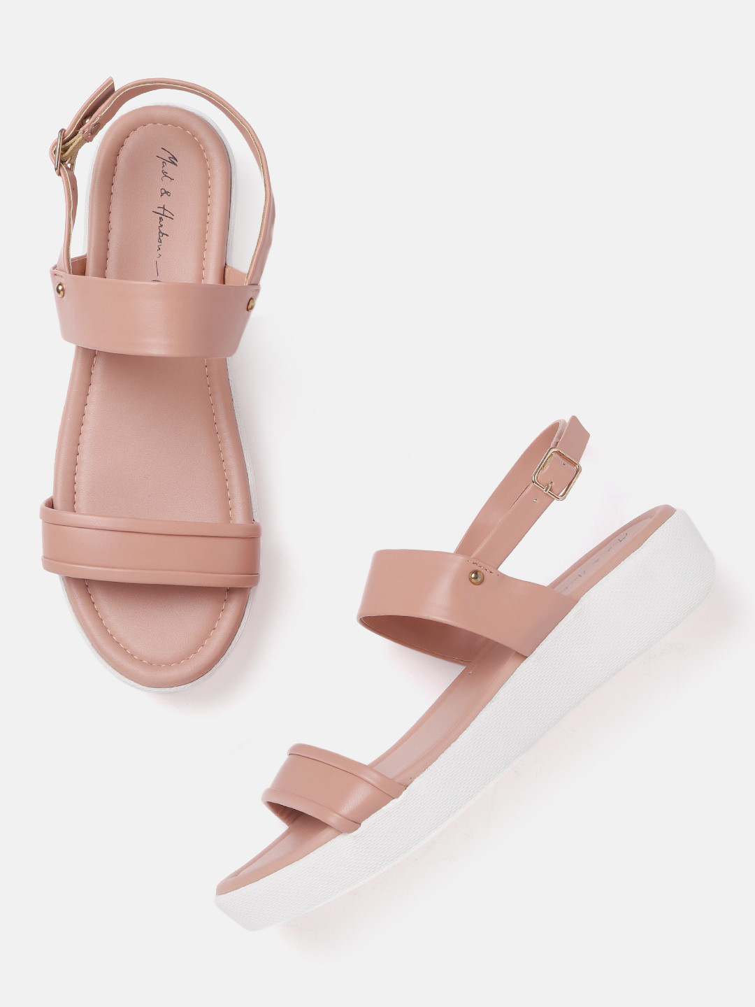 

Mast & Harbour Women Dusty Pink Solid Open Toe Flats