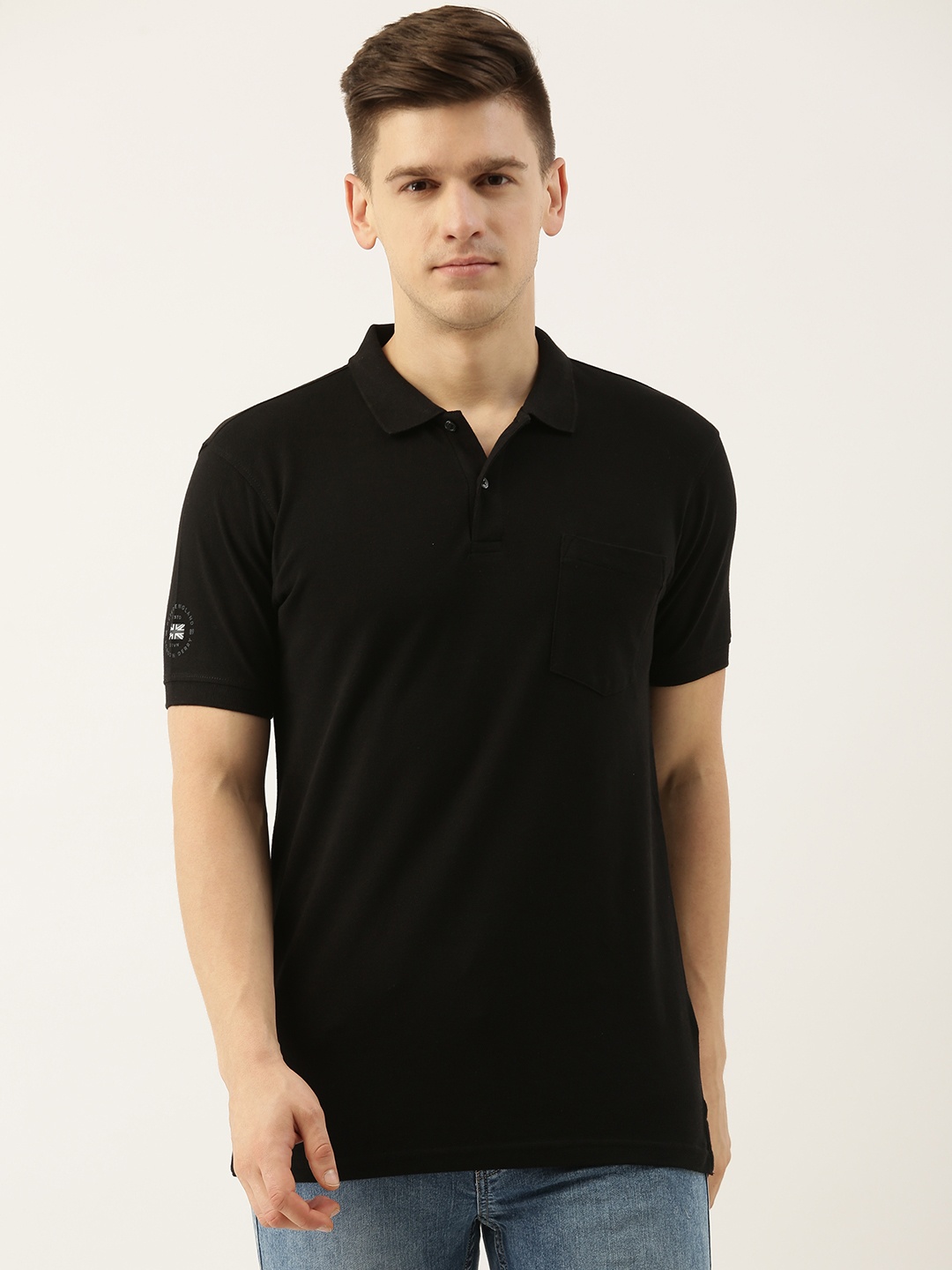 

Peter England Men Black Polo Collar T-shirt