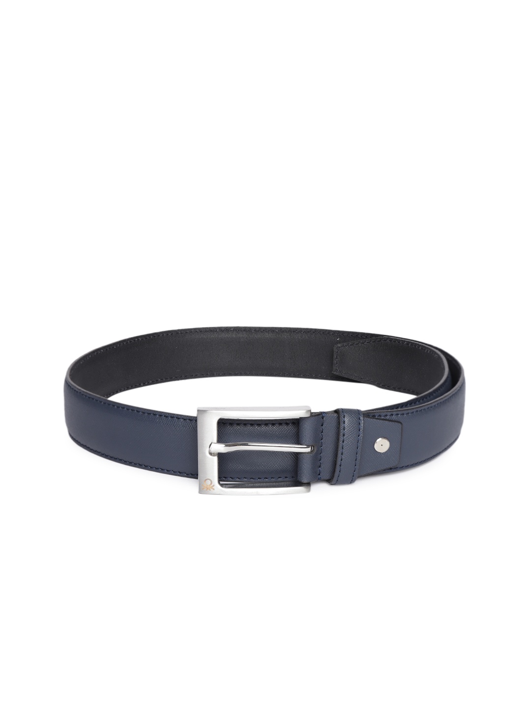 United Colors of Benetton Men Navy Blue Textured Leather Belt