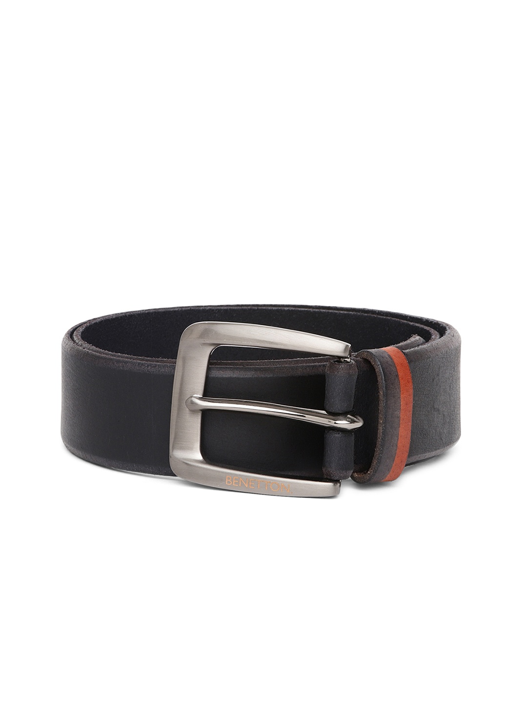 

United Colors of Benetton Men Black Solid Leather Formal Belt