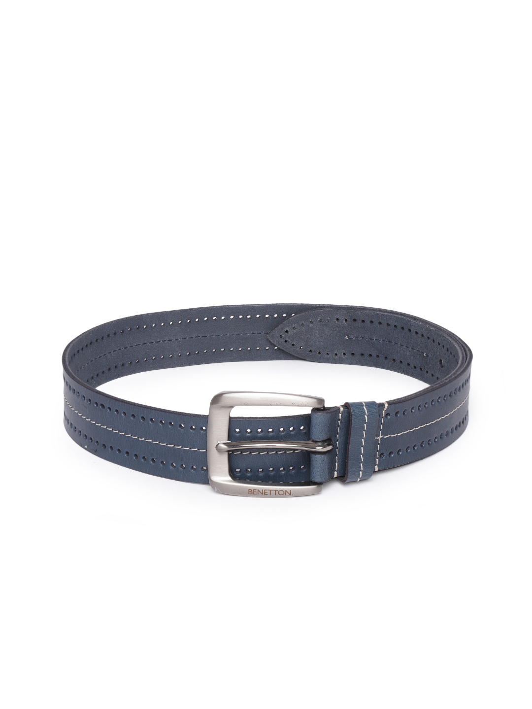 

United Colors of Benetton Men Navy Blue Textured Leather Formal Belt