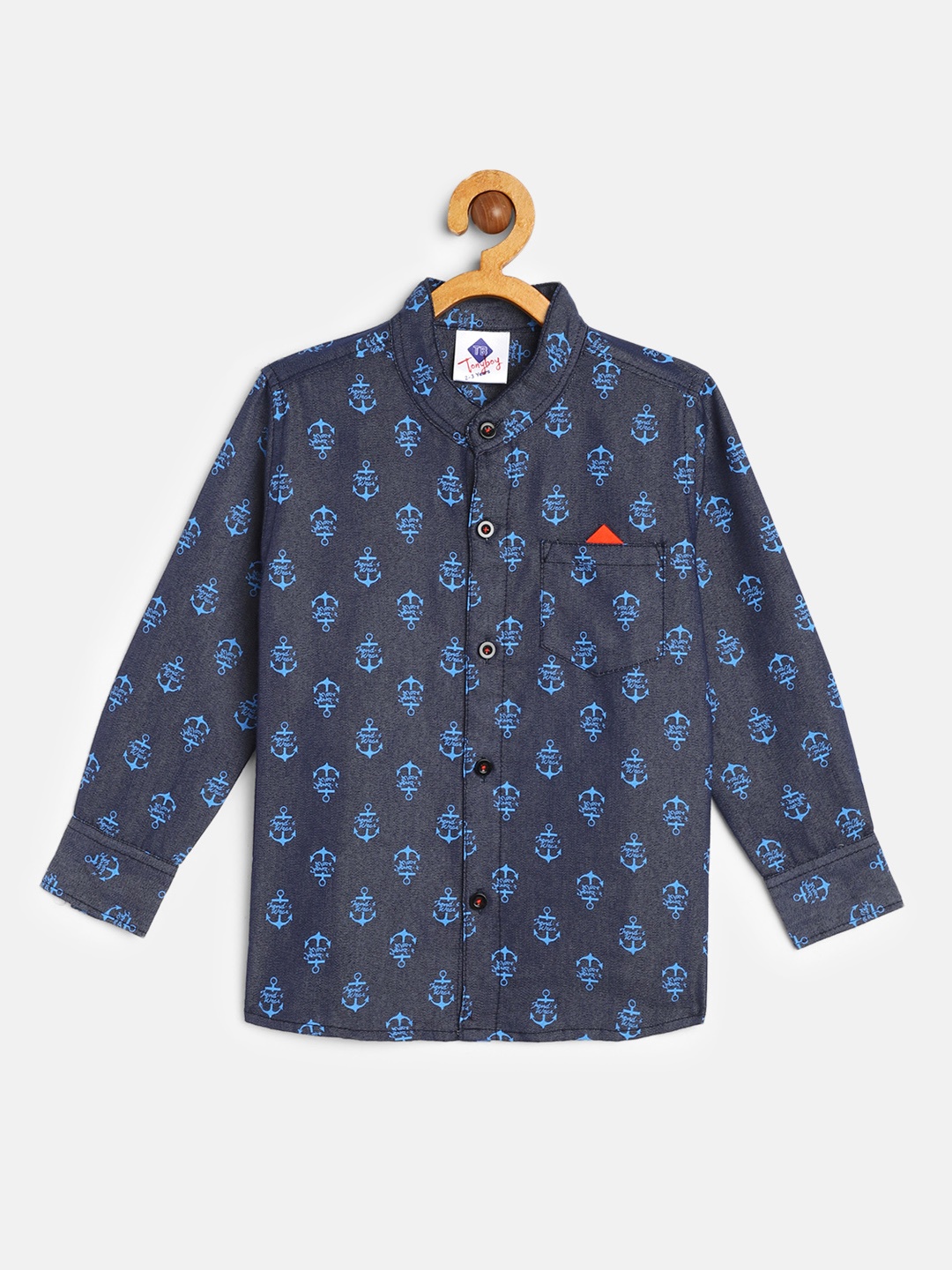 

TONYBOY Boys Blue Premium Printed Pure Cotton Casual Shirt