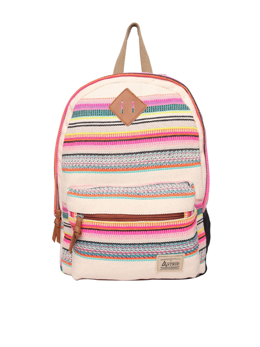 

ASTRID Girls Beige & Pink Striped Backpack