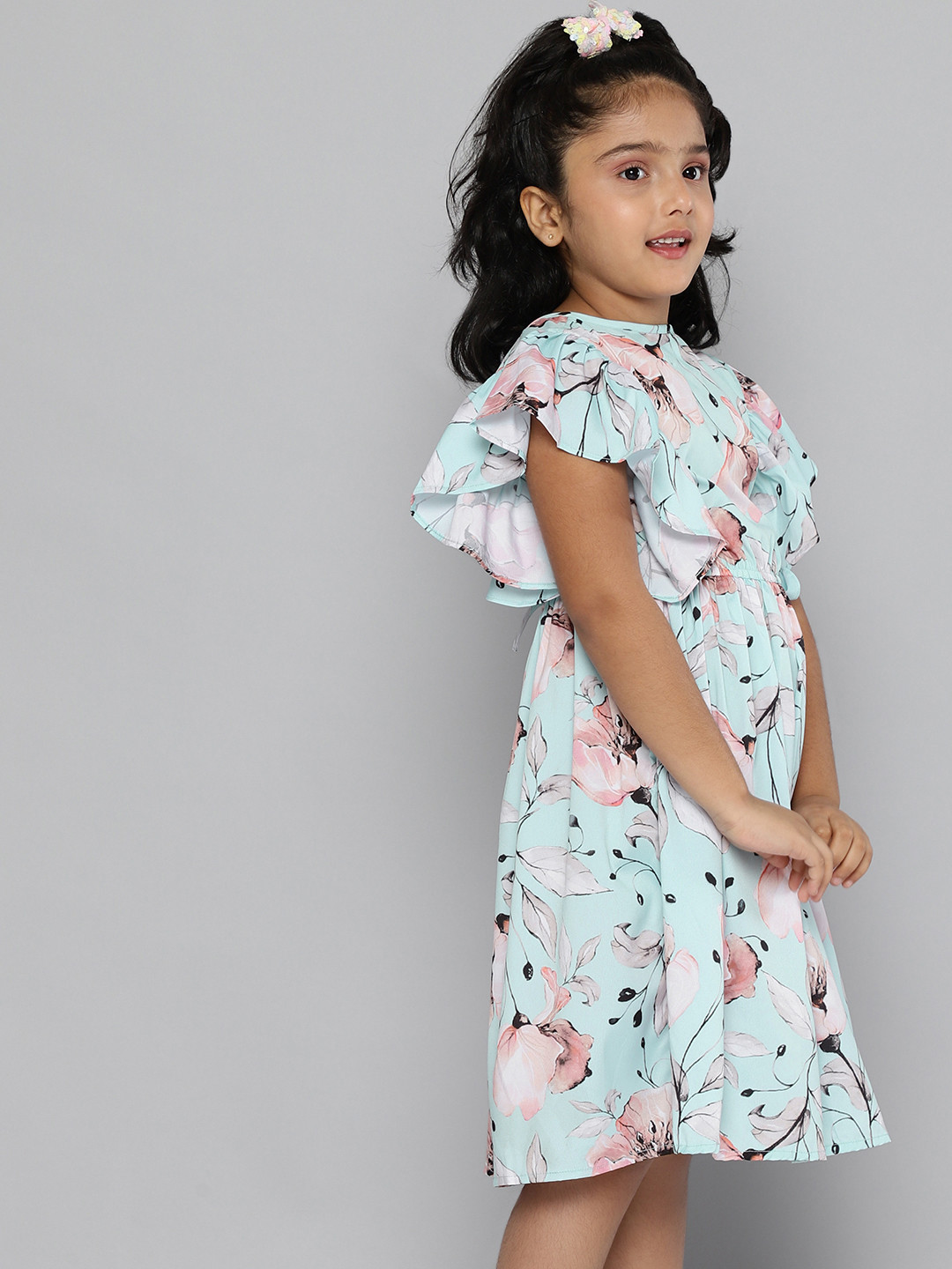 

HERE&NOW Girls Blue Floral Print Fit & Flare Dress