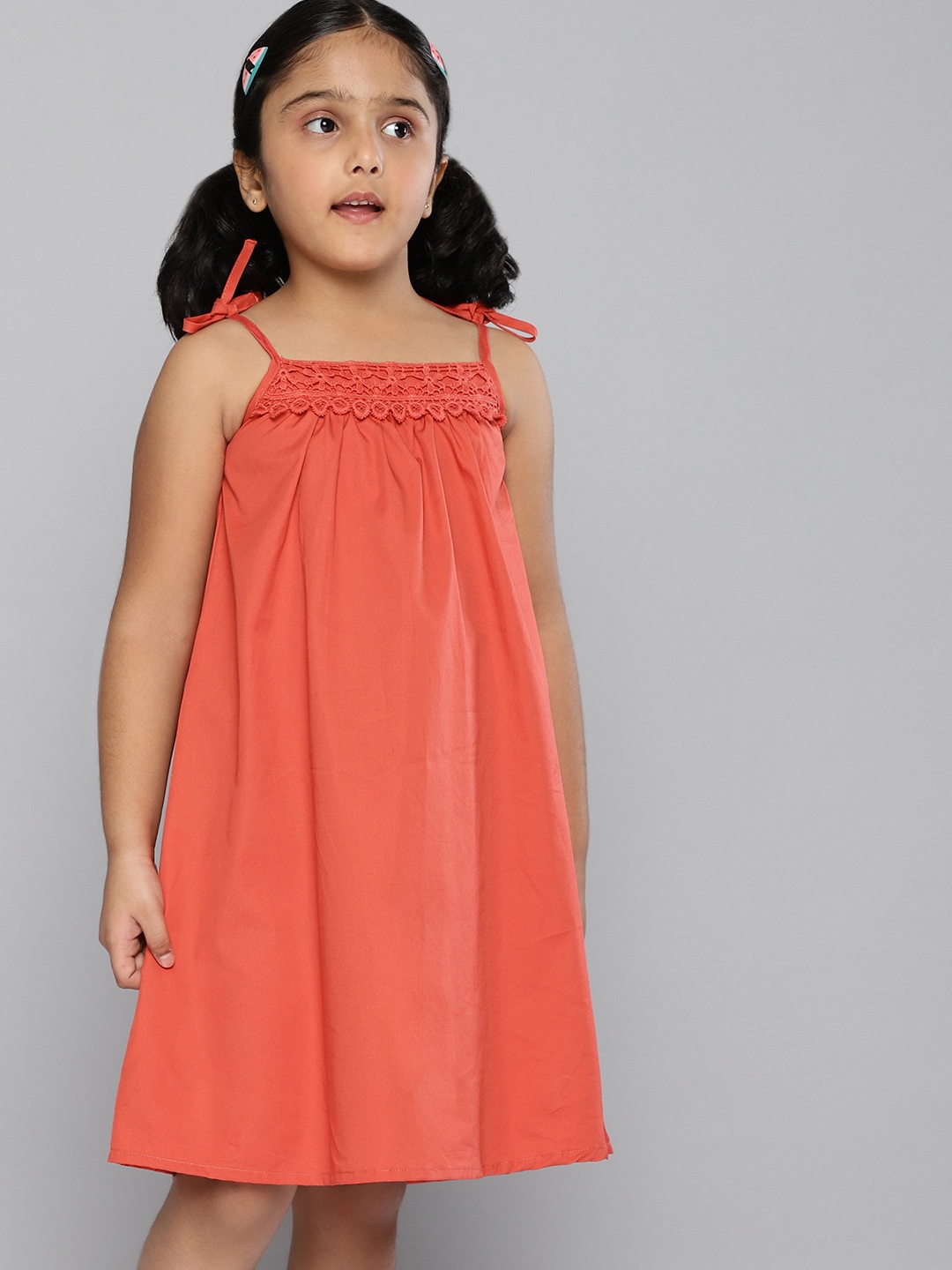 

HERE&NOW Girls Orange Solid A-Line Dress
