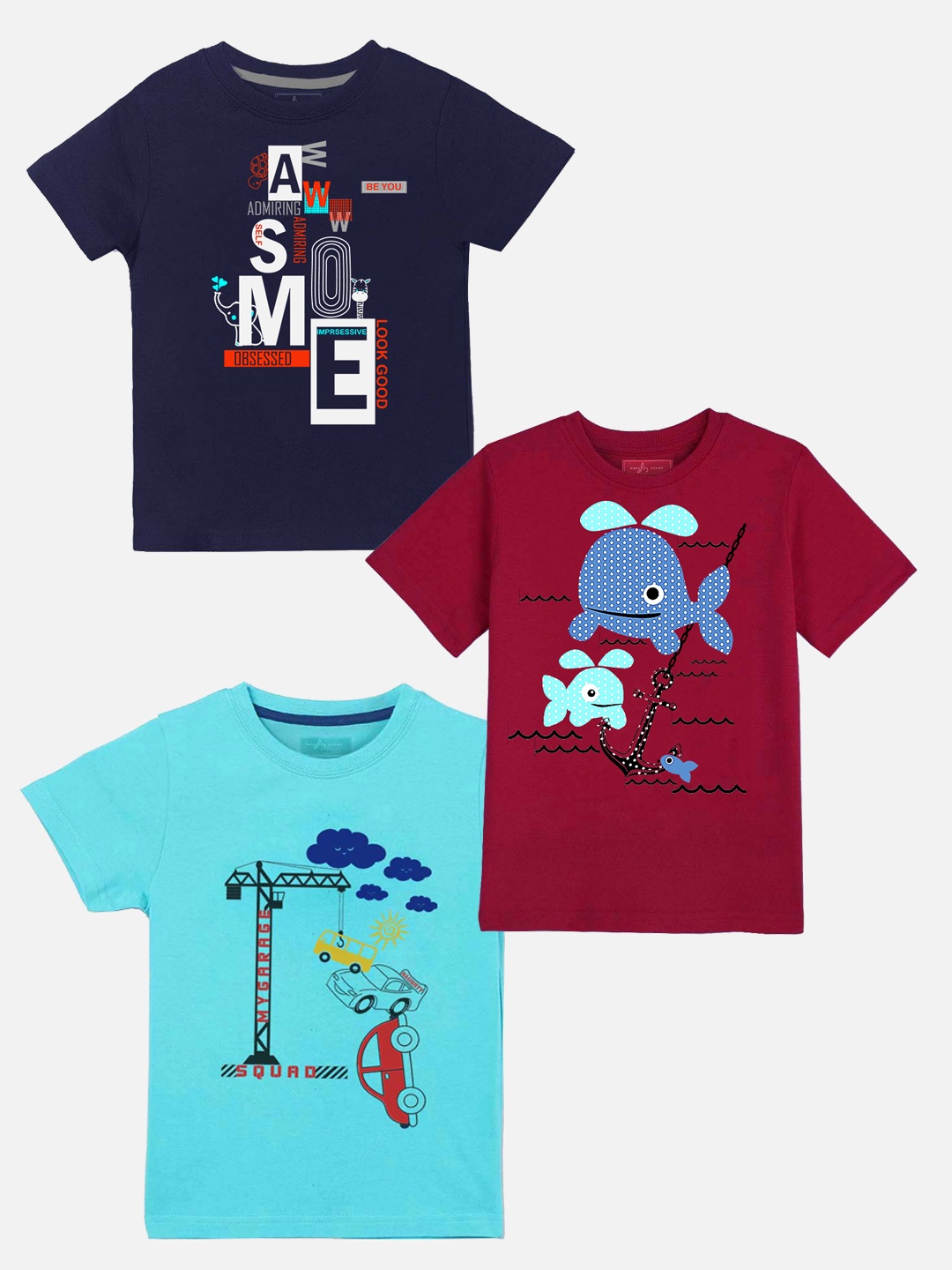 

Naughty Ninos Boys Pack Of 3 Multicoloured Printed T-shirts, Multi