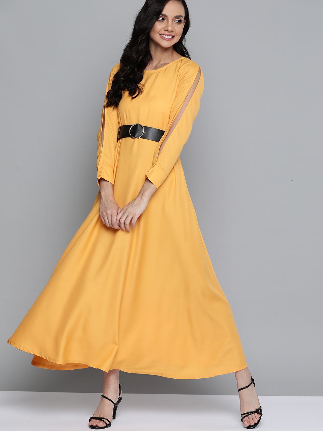 

HERE&NOW Yellow Solid Maxi Dress