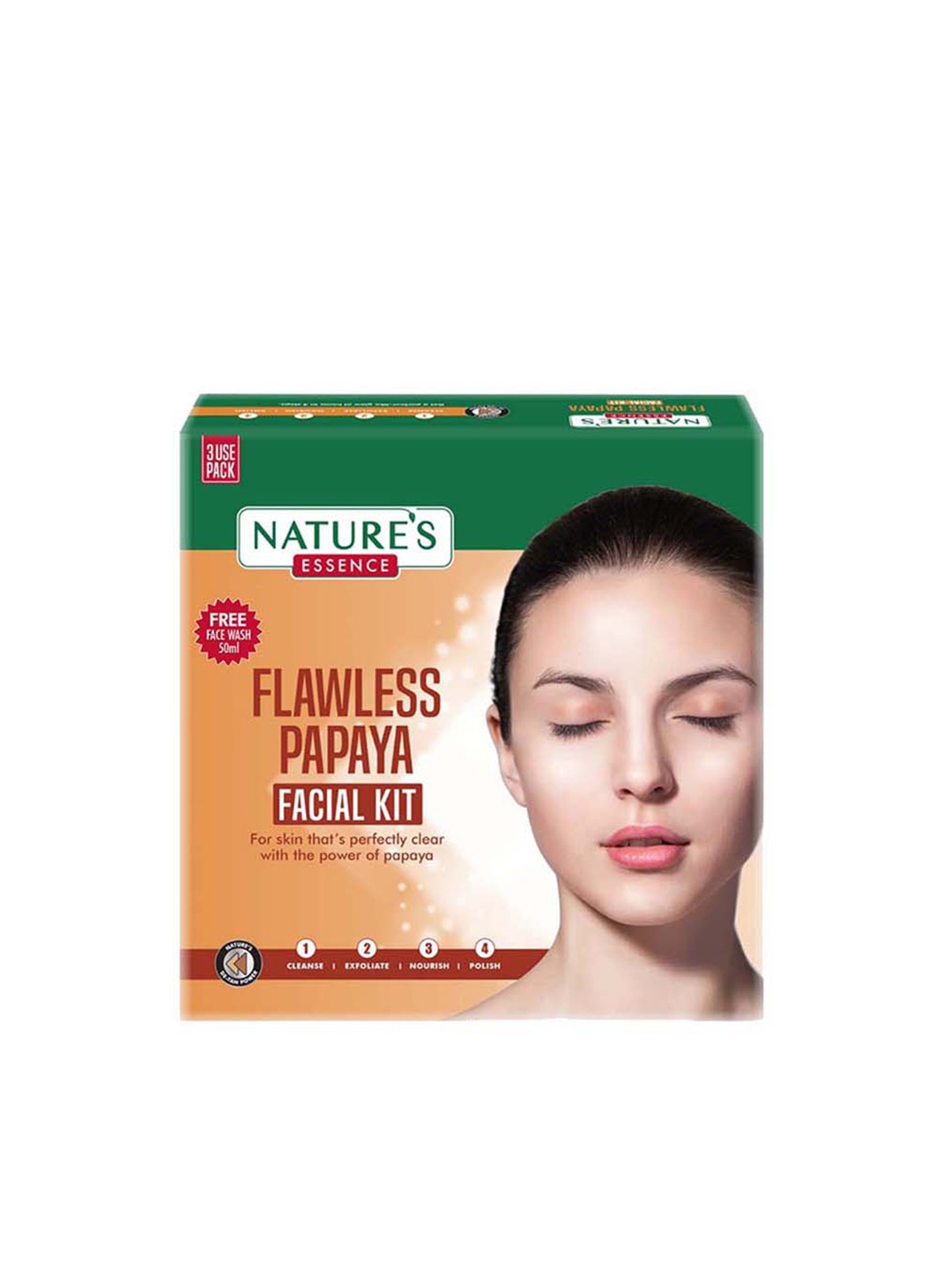 

Nature's Essence Flawless Papaya Facial Kit - 60g + 50ml, Orange