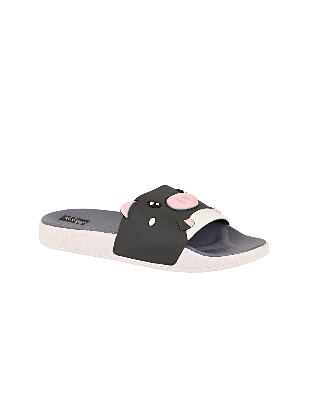 

Shoetopia Girls Black & Grey Sliders