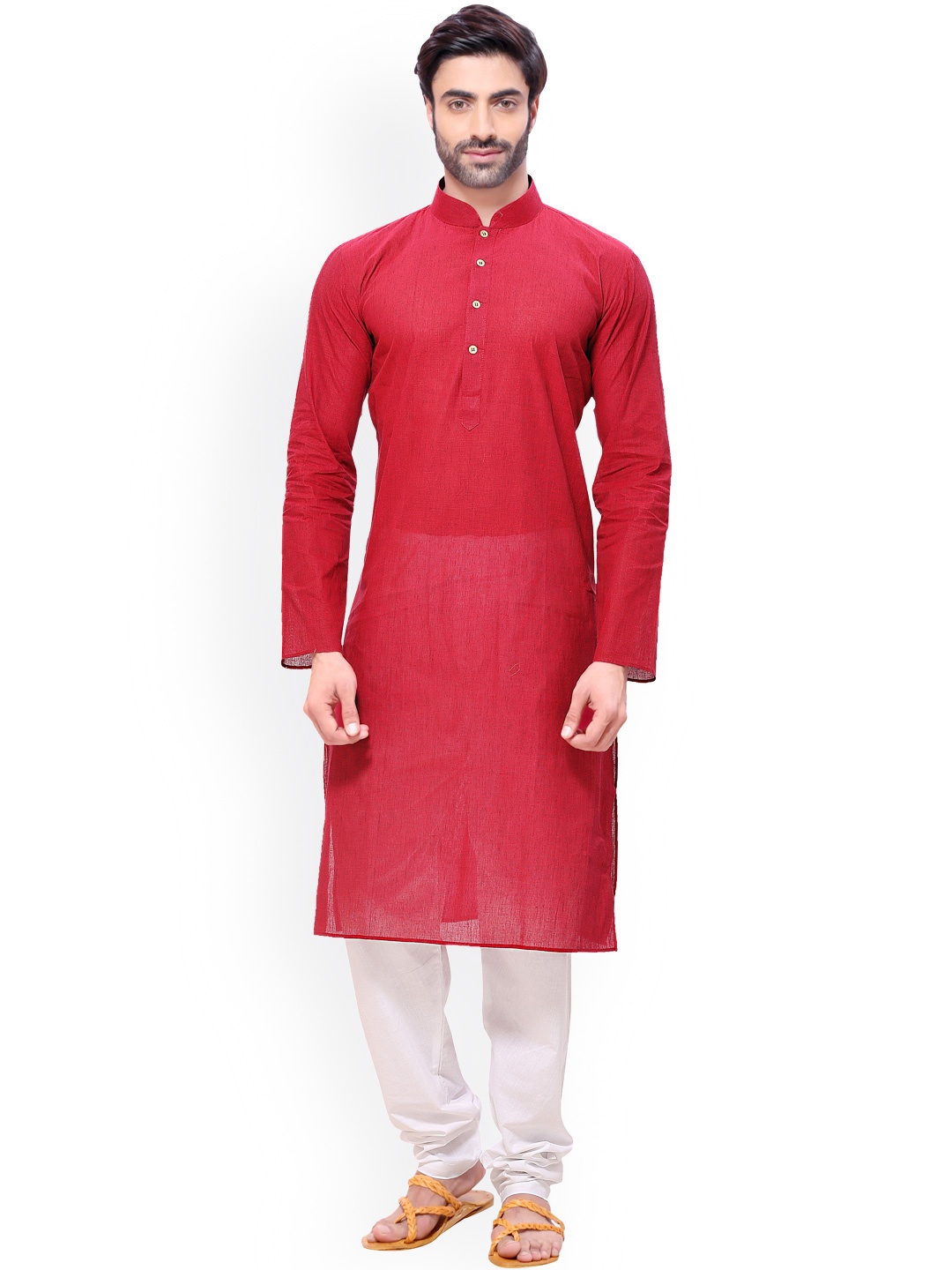 

RG DESIGNERS Red & White Handloom Kurta Pyjama