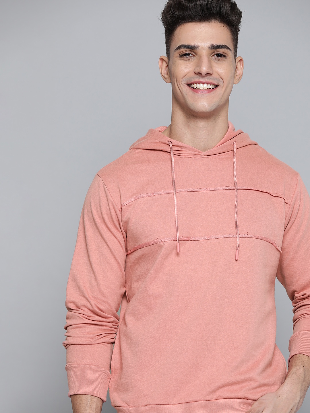 

Mast & Harbour Men Pink Hooded Sweatshirt