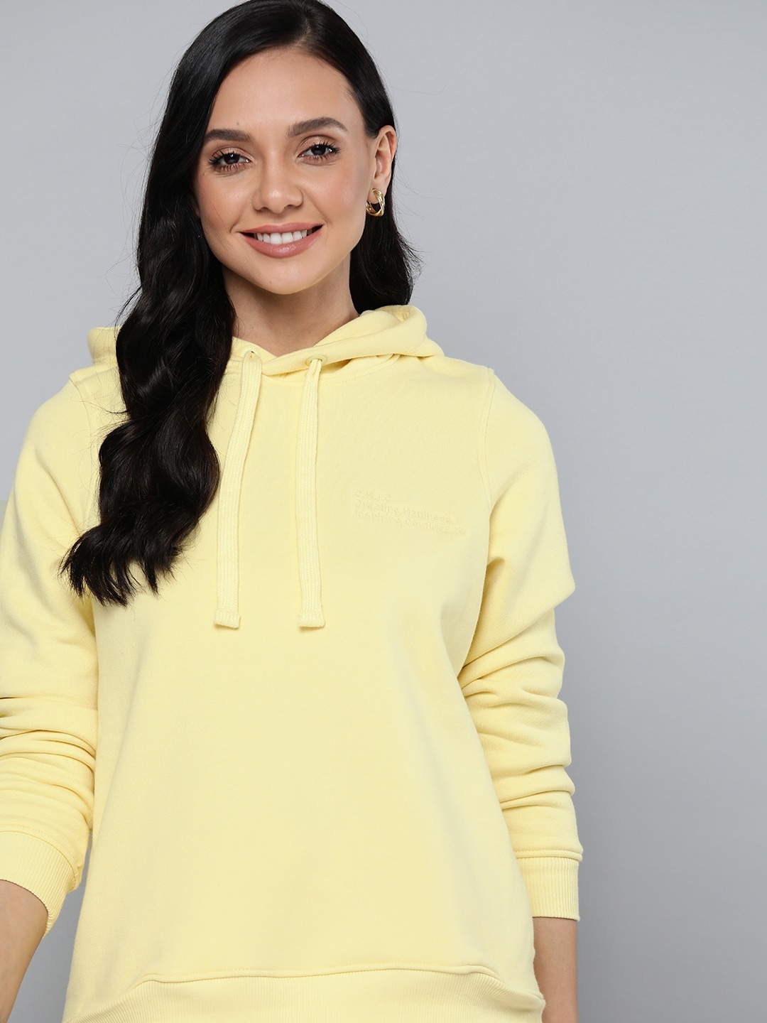 

Mast & Harbour Women Yellow Hooded Sweatshirt