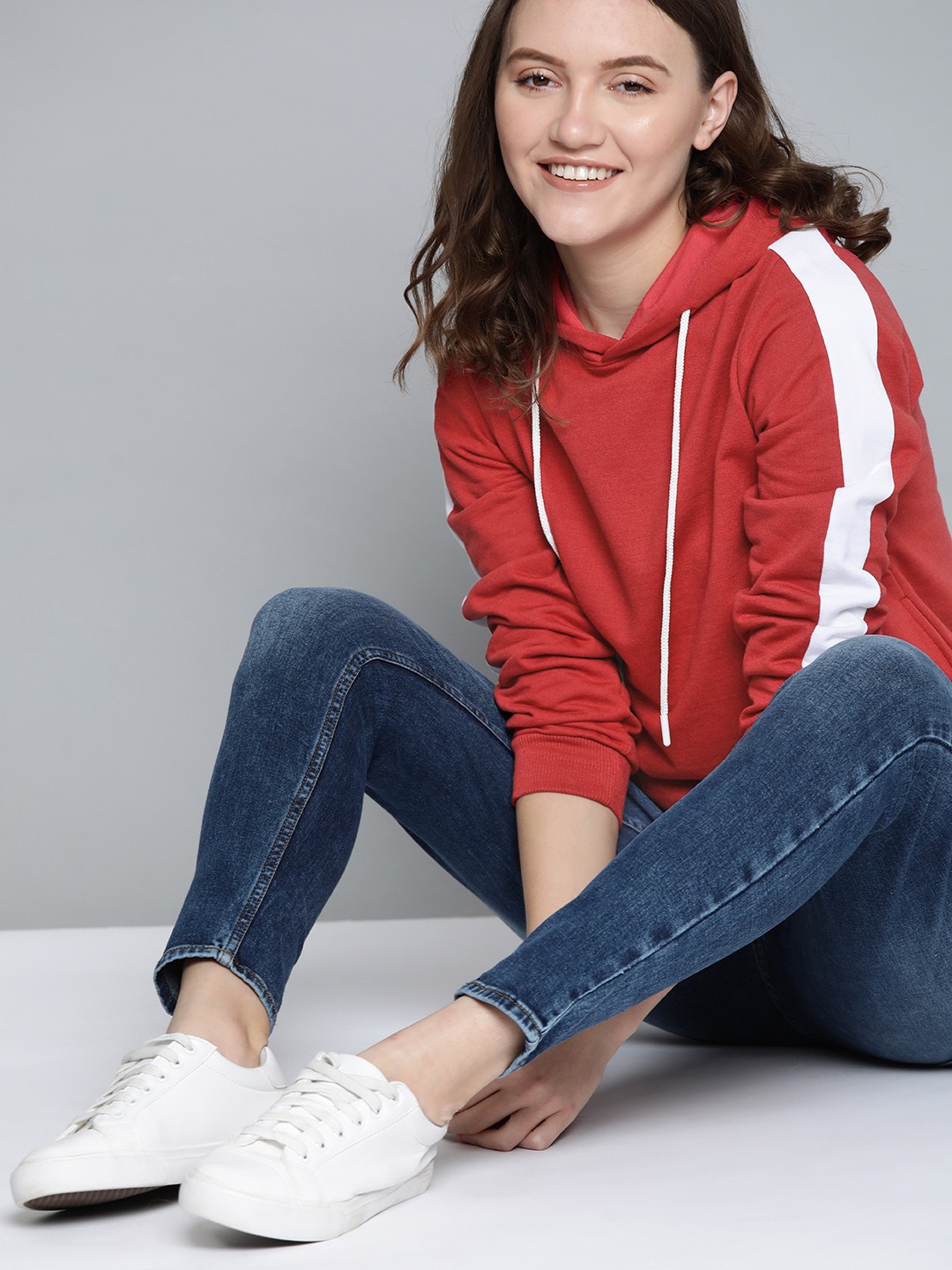 

Mast & Harbour Women Red Hooded Sweatshirt