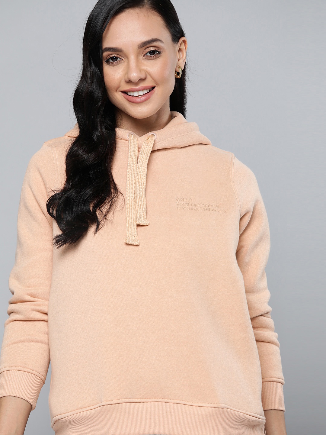 

Mast & Harbour Women Beige Hooded Sweatshirt