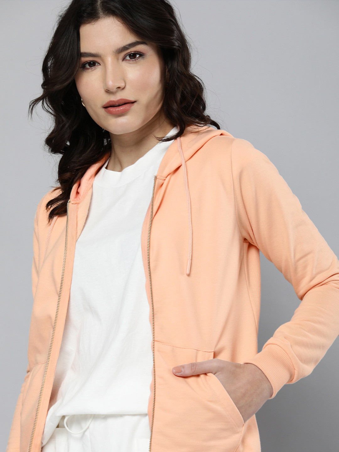 

Mast & Harbour Women Pink Solid Hooded Sweatshirt