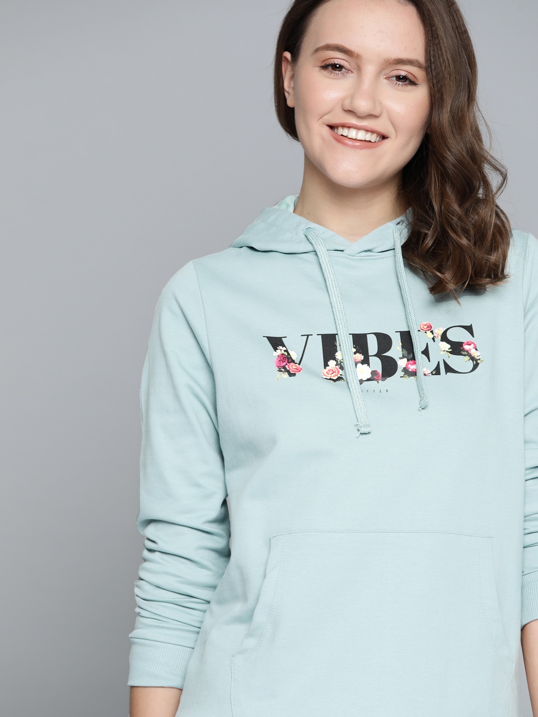 

Mast & Harbour Women Blue Printed Hooded Sweatshirt
