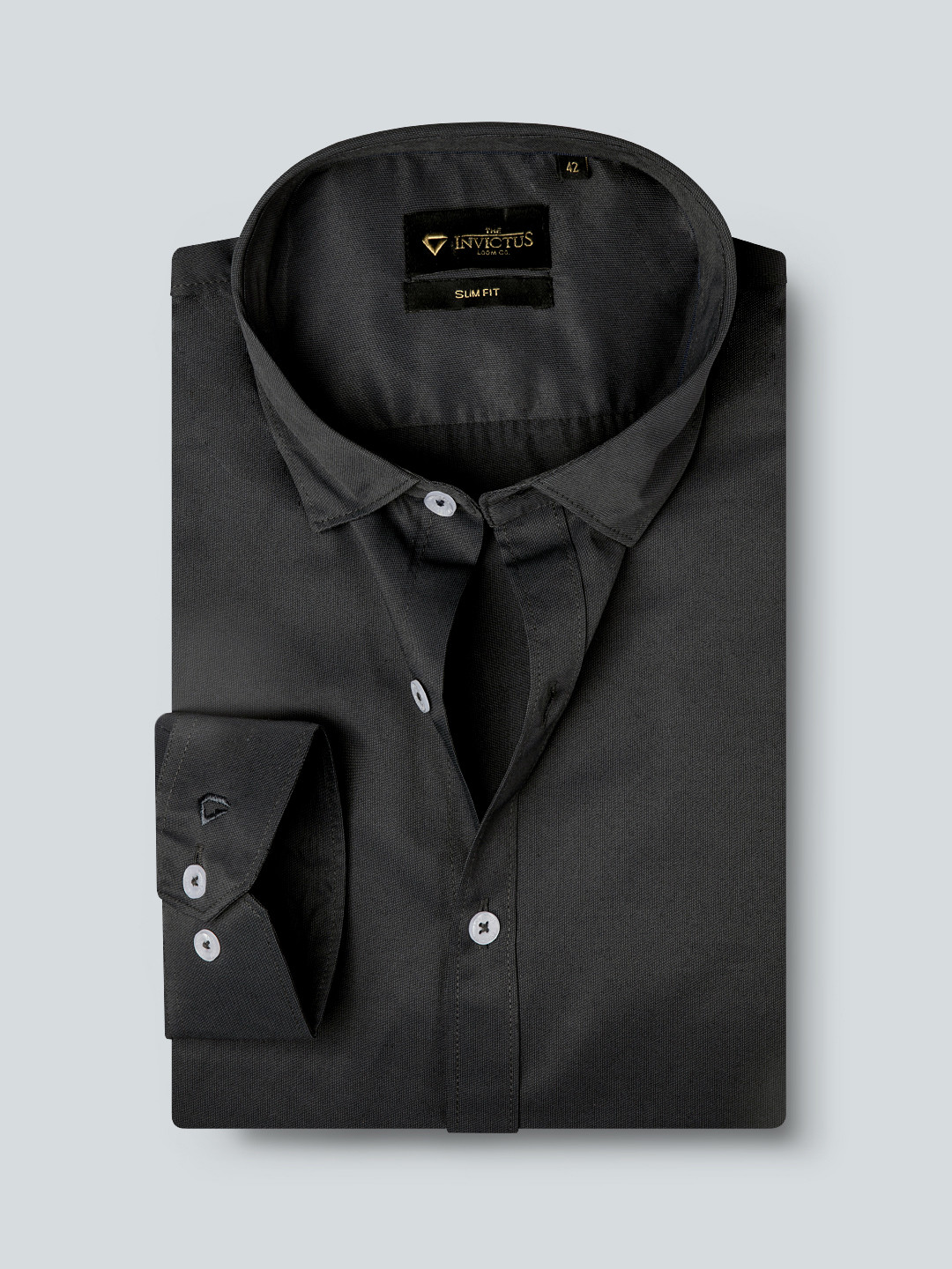 

INVICTUS Men Charcoal Grey Solid Formal Shirt