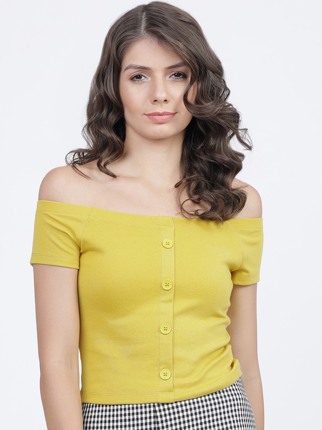 

Tokyo Talkies Yellow Off-Shoulder Bardot Top