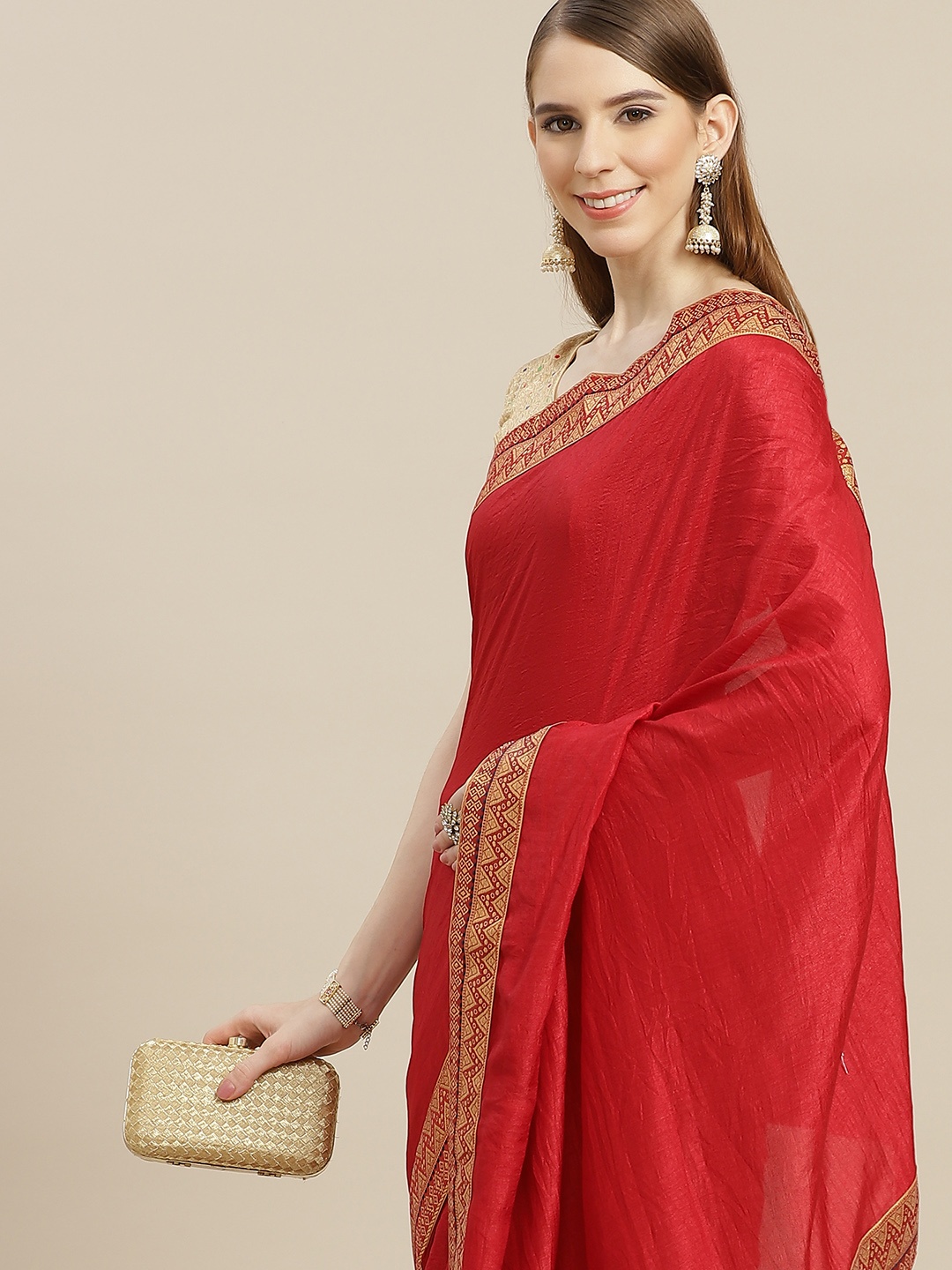 

Anouk Red Embroidered Bhagalpuri Saree