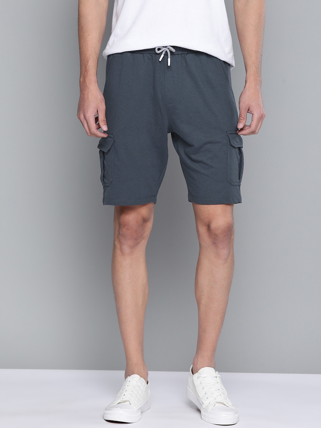 

Mast & Harbour Men Navy Blue Cargo Shorts