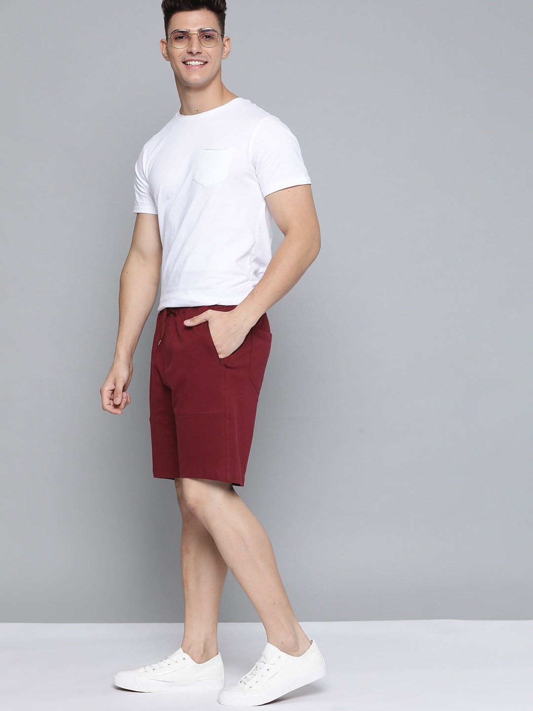 

Mast & Harbour Men Maroon Regular Mid-Rise Shorts